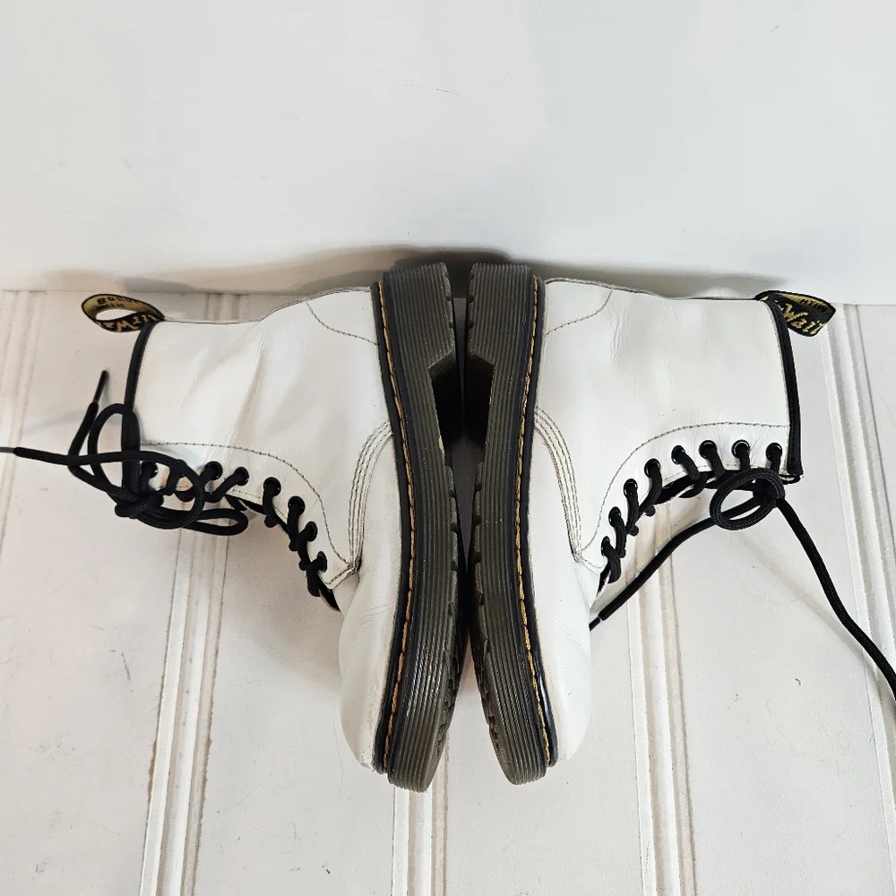 Dr. Martens Boots Kid 13 1460 Romario Leather Zip Combat AirWair Lace Up White